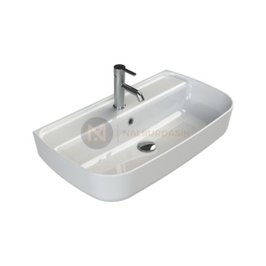 CeraStyle Aqua Tezgahüstü Lavabo 75x40 cm (Duvara Sıfır Lavabo)