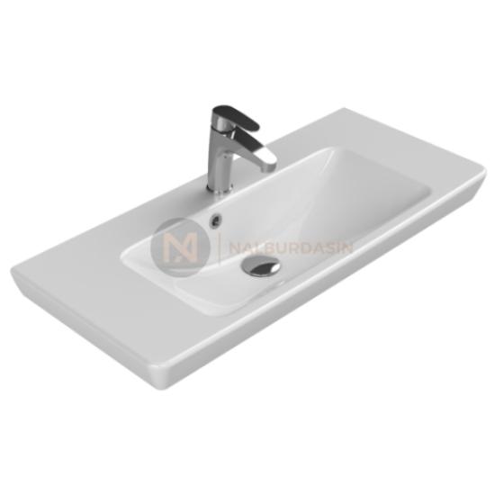 Turkuaz Seramik Porto Etajerli Lavabo 85x38 cm