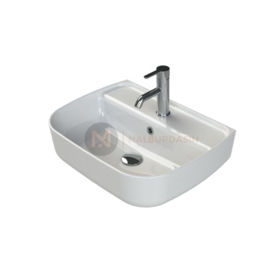 CeraStyle Aqua Tezgahüstü Lavabo 55x42 cm (Duvara Sıfır Lavabo)