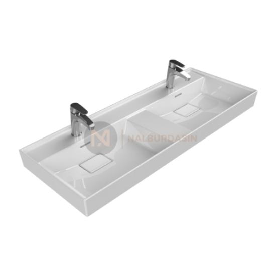 Turkuaz Seramik Sharp Etajerli Lavabo 120x48 cm 